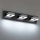 Modern LED Bathroom Vanity Light Dimmable Matte Black 3-Light Fixture 18W 24" Wall Light Day Light 5500K 110V AC