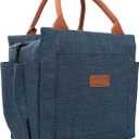 Joymee Lunch Bag Women Insulated Lunch Box Reusable Leakproof Large Spacious Tote for Women Men Adult with Bottle Holder and Side Pockets for Work Picnic Travel - Navy Blue