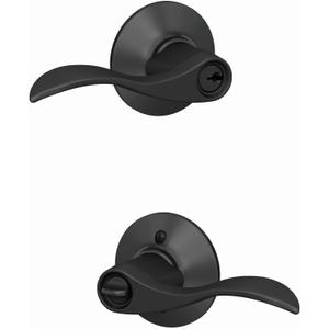 Schlage F51A ACC 622 Accent Door Lever, Keyed Entry Lock, Matte Black