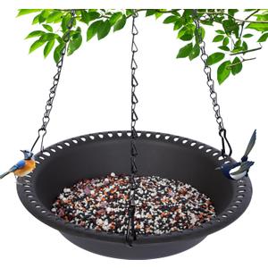 Hanging Bird Feeder Tray 10inch for Garden Yard Outside, Brown (10 inch)
