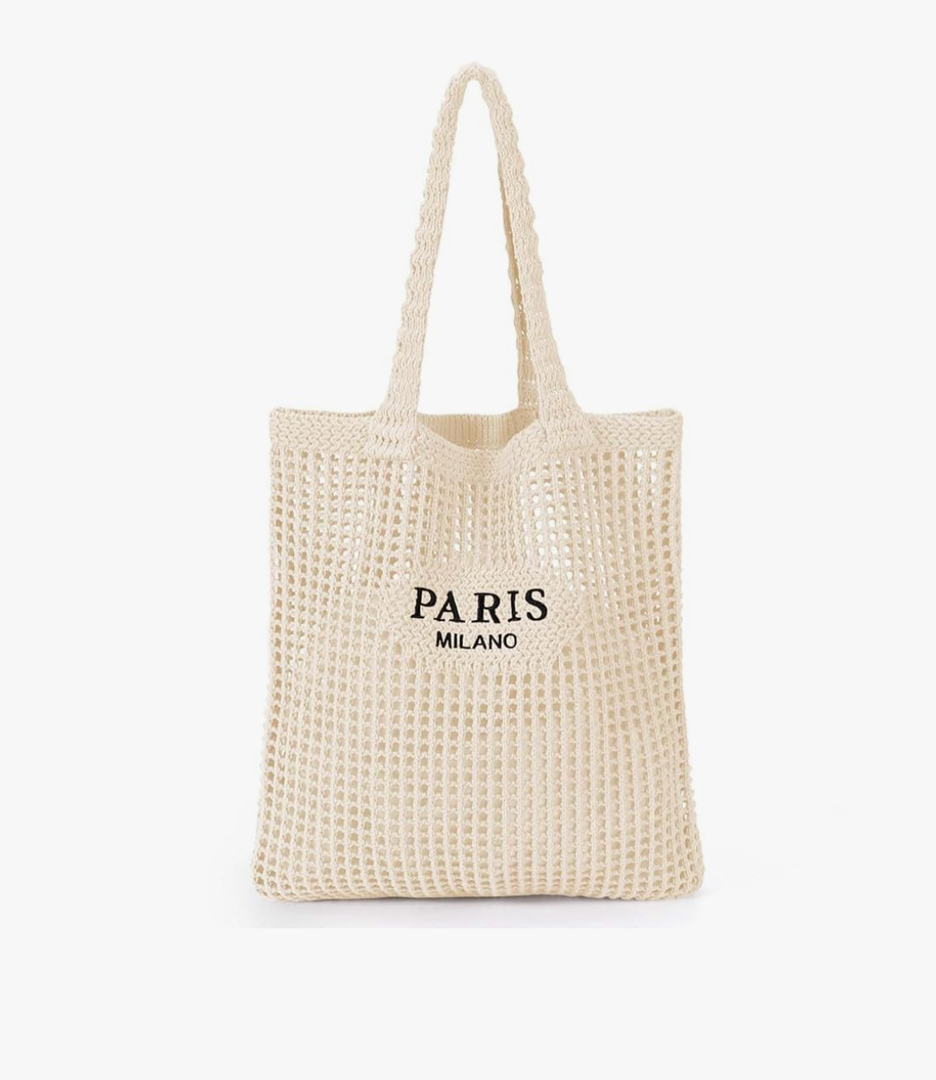 Ayieyill Crochet Tote Bag For Women, Crochet Mesh Beach Tote Bag Summer Vacation Aesthetic Boho Knit Bag for Women