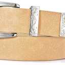 XZQTIVE Women Western Belt For Cowgirl Cowboy Suede Belt For Pants Jeans Vintage Leather Belts With Silver Carved Buckle (M: Fit waist 31-36 inches, Beige)
