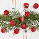 3.15 Inch Velvet Christmas Tree Ornaments12 Pcs Christmas Balls Bulk Set with Golden Hand-Painted PatternPlastic Shatterproof Xmas Hanging Ornaments Decorations for Tree Garland(Red)