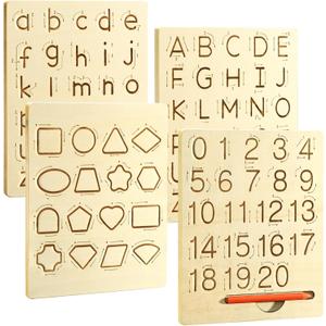 Learn to Write - Number & Letter Tracing Boards for Kids Ages 3-8 Wooden Alphabet Learning Montessori 3 Year Old Toddler Writing Tools Beginners - Homeschool Preschool Classroom Must Haves
