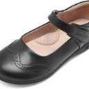 DREAM PAIRS Girls School Uniform Shoes Mary Jane Black Flats (1 Little Kid)