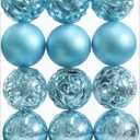 24ct Blue Christmas Balls Tree Pendants Shatterproof Ornaments Seasonal Decorations for Tree Decor,Holiday and Xmas(Light Blue, 2.36''/60mm)