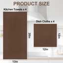 Homaxy 100% Cotton Kitchen Towels and Dishcloths Set, 12 x 12 Inches and 13 x 28 Inches, Set of 8 Bulk Kitchen Towels Set, Ultra Soft Absorbent Dish Cloths for Washing Dishes, Coffee