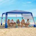 Zeraty Beach Cabana 8'8', Portable Beach Canopy Easy Pop Up, Beach Tent Sun Shelter with Side Wall, Beach Umbrella Tent with SilverCoated Fabric for Family, Wind Resistant, 96 inches x 96 inches x 108.2 inches