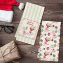 KEUSPI Coquette Red Bow Christmas Mahjong Cocktail Kitchen Towels, Gifts for Mahjong Lovers, Red and Green Christmas Mah Jong Decorative Hand Dish Tea Towels for Kitchen Bar, 16x24 Inches Set of 2