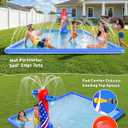 ODOSOLA 137x118'' Large Splash Pad for Kids 3-12 & Dogs, 2-in-1 Sprinkler Pad with Basketball Hoop/Ball Toss, Thickened Non-Slip Water Mat, Foldable Outdoor Summer Toy for Backyard/Pool/Beach
