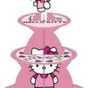 for Kitty Themed Party Supplies and Decorations, a Three-Tiered Cupcake Stand, a Display Stand for Birthday Desserts and Cakes, which is Suitable for Cute-Style Birthday Decorations.