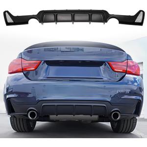 Rear Diffuser Compatible with 2014-2020 BMW 4 Series F32 F33 F36 M-Performance Style Matte Black Rear Bumper Lower Lip Diffuser Double Exhaust One Outlet
