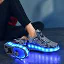 Roller Skate Shoes for Boys and Girls Kids LED Light Up Fashion Sneakers with Rechargeable and Detachable Wheels The Gift for Party Birthday Christmas Day (Blue)