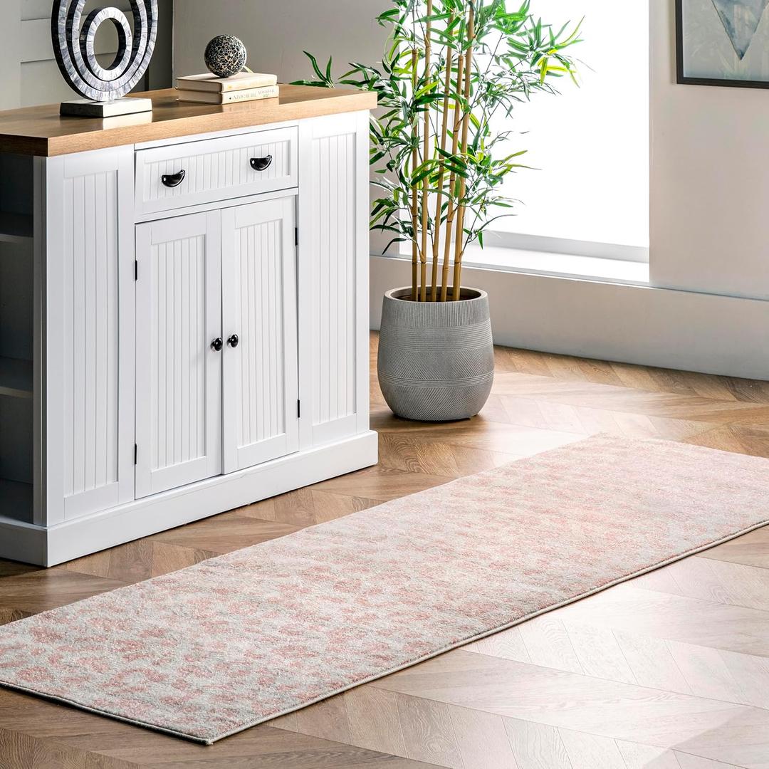 nuLOOM Leopard Animal 2x8 Runner Rug for Living Room Bedroom Dining Room Entryway Hallway Kitchen, Baby Pink/Ivory