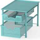Simple Houseware Stackable 2 Tier Sliding Basket Organizer Drawer, Turquoise