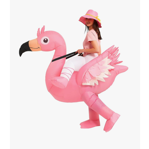 One Casa Inflatable Flamingo Costume Riding On Flamingo Air Blow up Funny Fancy Dress Party Halloween Costume for Adult