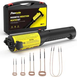 Induction Heater 1200W, Magnetic Flameless Heat Tool Kit for Automotive Bolt Removal with 6 Coils and LED Light for Rusted Suspension and Exhaust Repair,Yellow