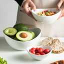 Miamolo 3 Tier Serving Bowls with Stand, Chips and Dip Serving Dishes Set for Entertaining Party, Ceramic Fruit Bowl for Salad Soup Snacks, Microwave & Dishwasher Safe