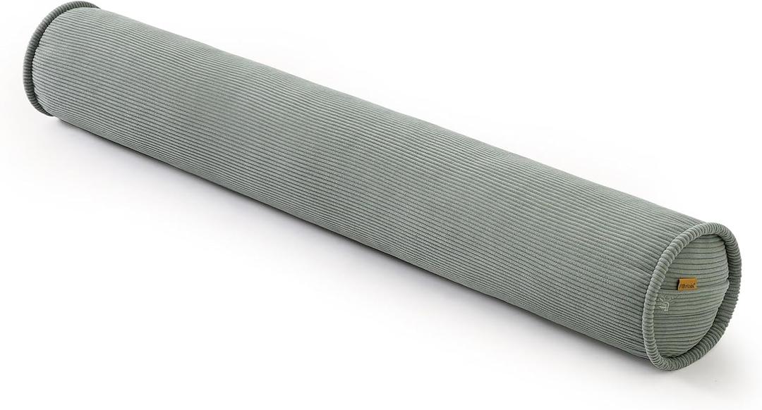 Long Bolster Pillow for Bed  Soft Corduroy Body Pillow for Adults, Ergonomic Full-Length Support for Better Sleep,59 x 7.87 Inches,Grey Green