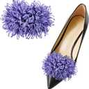 2Pcs 3D Flower Clips - Unique Burned Edge Embellishment, Detachable High Heels Buckle for DIY Shoe Accessories (Purple)