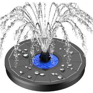 SZMP Solar Fountain Upgrade, 3.5W Solar Powered Bird Bath Fountains with Flower, Outdoor Water Feature Solar Pump with 7-in-1 Nozzles, 4 Fixed Pipes for Humingbirds, Garden, Pool, Pond, and Fish Tank (Black)