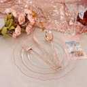 Liacere 150PCS Rose Gold Plastic Plates - Clear Rose Gold Disposable Plates with Glitter Bamboo Handle Cutlery - 60 Baroque Elegant Plates, 30 Forks, 30 Spoons, 30 Knives for Wedding Mothers Day