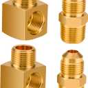 2 Sets Brass 90-Degree Street Elbow Fitting 3/8" NPT Male x Female Flare Half-Union 3/8" Flare x Male NPT Adapter for Mr. Heater Buddy Heaters, Propane Hose Connector F273684