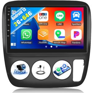 Android Car Stereo for Honda CRV 1997 1998 1999 2000 2001 Manual AC 2G+64G with Carplay Android Auto Mirror Link 9 inch Touchscreen with GPS Navigation WiFi 26UI Bluetooth FM Backup Camera