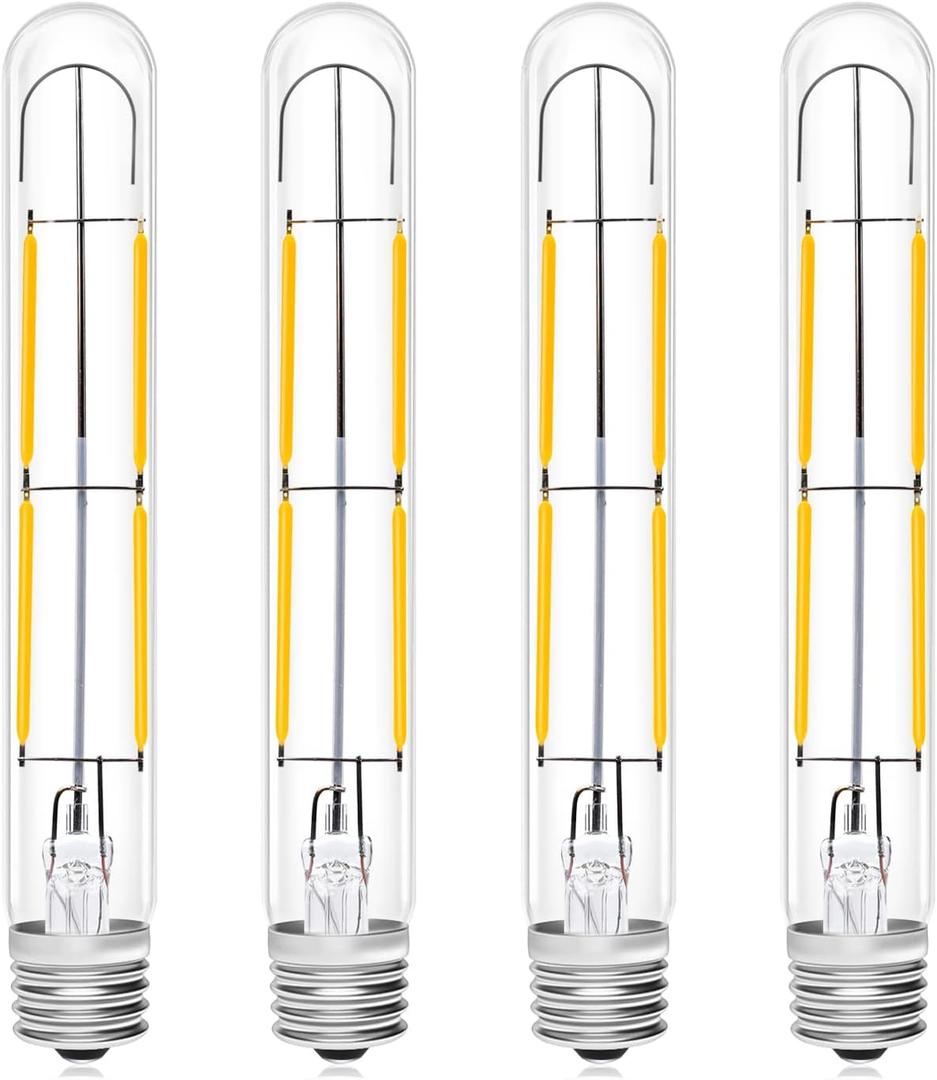 Bonlux 4W LED T6.5 Tubular Filament Bulb Dimmable, E17 Intermediate Base T6.5 LED Appliance Light 5.7" Length 40W Incandescent Equivalent for Freezer Exit Sign Light, Daylight 6000K (4-Pack)
