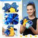 Lenwen Cheer Duck Gift with Pom Poms Bow 8 Inch Duck Plush Senior Cheerleader Gifts Team Support Gift for Senior Night Gifts Cheer Competition Day Must Have