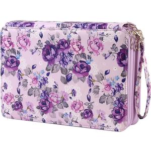 Lbxgap Portable Colored 200 Slots Pencil case Organizer with Printing Pattern for Watercolor Pens or Markers, Pencil Case Organizer for Artist (Purple pink)