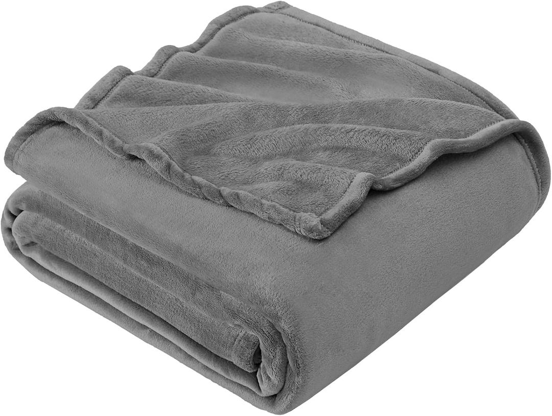 Hansleep Fleece Blanket Twin Size Grey, Soft Cozy Twin Blanket, Fuzzy Flannel Blanket for Bed, Sofa, Couch, Travel, Camping, 60 x 80 Inches