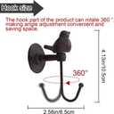 Cast Iron Decorative Hooks Songbird Decorative Wall Hook, Brownish Black (3)