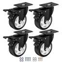 4 Inch Caster Wheels, Casters Set of 4, ASHGOOB Casters with Brake Heavy Duty 1400 Lbs, Industrial Locking Swivel Top Plate Castor Wheels for Workbench/Furniture/Cart.AB Switch, Double Pedal Brake