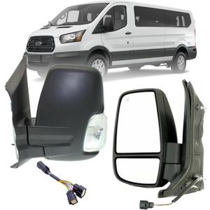 Replacement Driver Left Side Door Mirror Textured Back Cover Power Adjustment and Heated Glass With Signal Light for Ford Transit T150 T250 T350 T350HD from 2010 to Onward