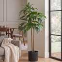 DUMOS 51in Artificial Dracaena Tree, Indoor Tall Faux Fake Plants with Lifelike Leaves and Black Planter Pot, Maintenance Free Artificial Silk Tree for Home, Office, House, Living Room and Porch Decor