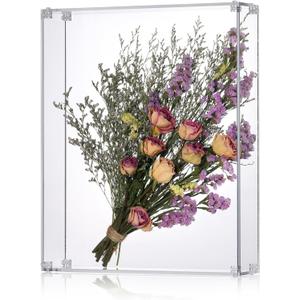 13x16 Acrylic Shadow Box, Assemble Display Case, DIY Tabletop/Wall Mount Display Frame, All Clear Memory Box for Dried Flowers/Kids Room/Birthday/Wedding/Party(13x16x3, Assemble Frame)