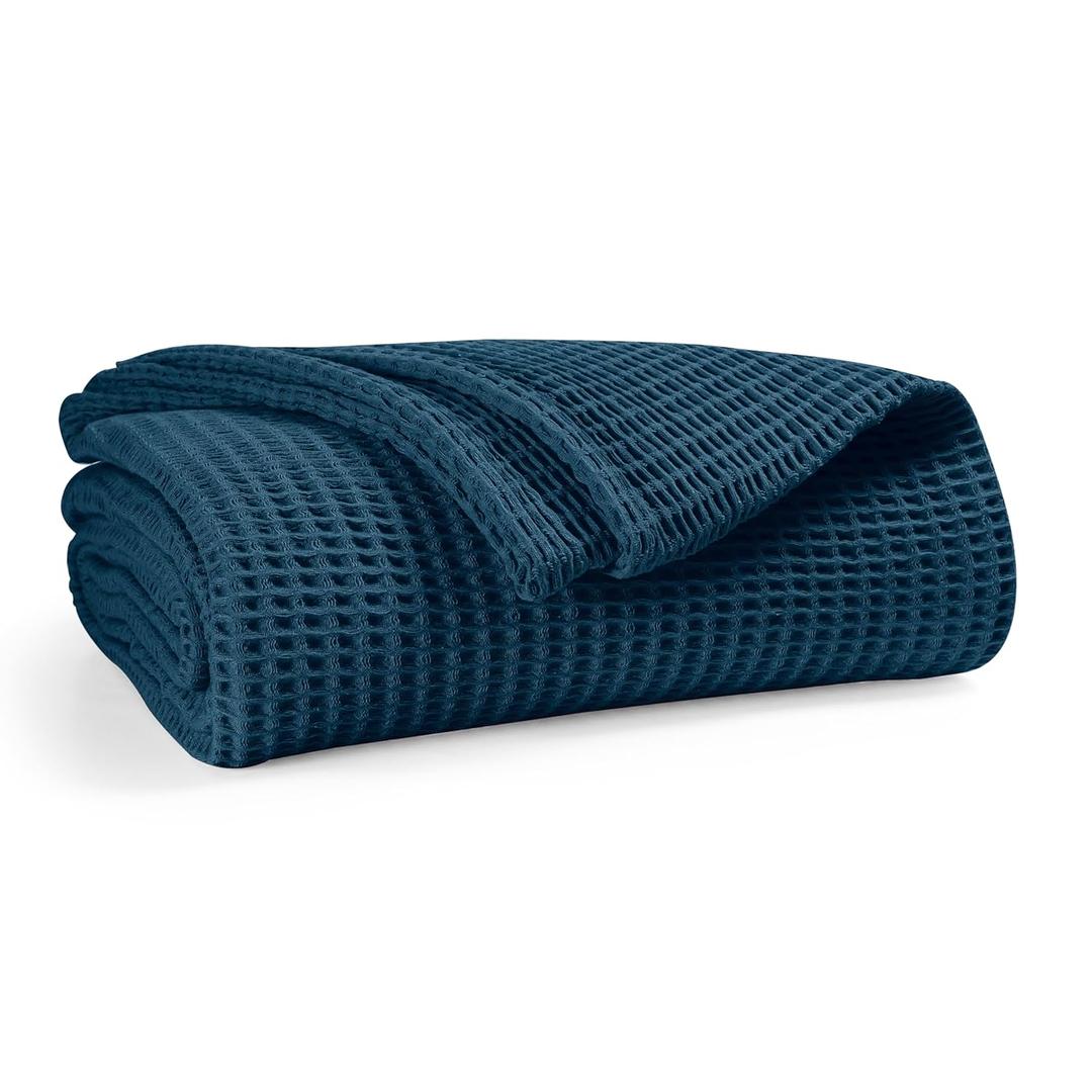 DESTIN HOME Waffle Blanket 100% Combed Cotton - Soft Breathable Lightweight All-Season Blanket, Perfect for Bed, Couch, Sofa, or Layering - Cozy 60"x90" Twin Thermal Prewashed Throw Blanket - Teal, Twin Size