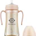 GROSMIMI Spill Proof Magic Sippy Cup with Straw with Handle for Baby and Toddlers, PPSU, BPA Free 10 oz. 2-pack (Peach & Butter)