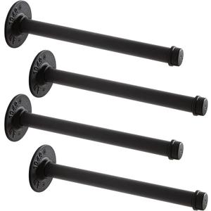 IBUYKE 4 Pcs 12 Inch Industrial Pipe Clothes Bar, Multifunctional Wall Mounted Clothes Rail, Heavy Duty Rustic Wall Mounted DIY Shelving Brackets, for Bedroom Bathroom, Black TYJ004H