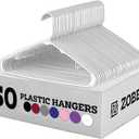 Clothes Hangers - White, Plastic Hangers 50 Pack for Shirts, Dresses, and Pants - Durable, Flexible Plastic Clothing Hangers