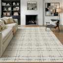 PureCozy 8x10 Washable Neutral Area Rug for Living Room Sand Gray Modern Large Carpet Non Slip Low Pile Indoor Bedroom Soft Accent Throw Rug for Dining Room Office Nursery