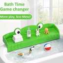 LmliveSKT Mom-Designed 35" Bathtub Splash Guard Baby Bath Organizer with Toy Storage & Leakproof Barrier (10 Suction Cups, Toy Tray) (Green)