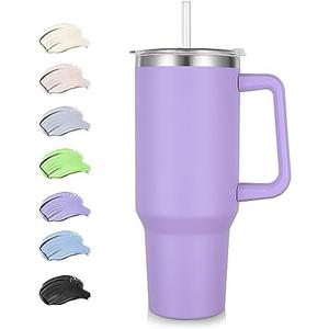 Rietore 40 oz Tumbler with Handle Insulated Stainless Steel Tumbler Double Vacuum Travel Mug Coffee Cup, Lavender Pack 1 No lid Purple Rietore 40 oz Tumbler with Handle Insulated Stainless Steel Tumbler Double Vacuum Travel Mug Coffee Cup, Lavender Pack 1 No lid Purple