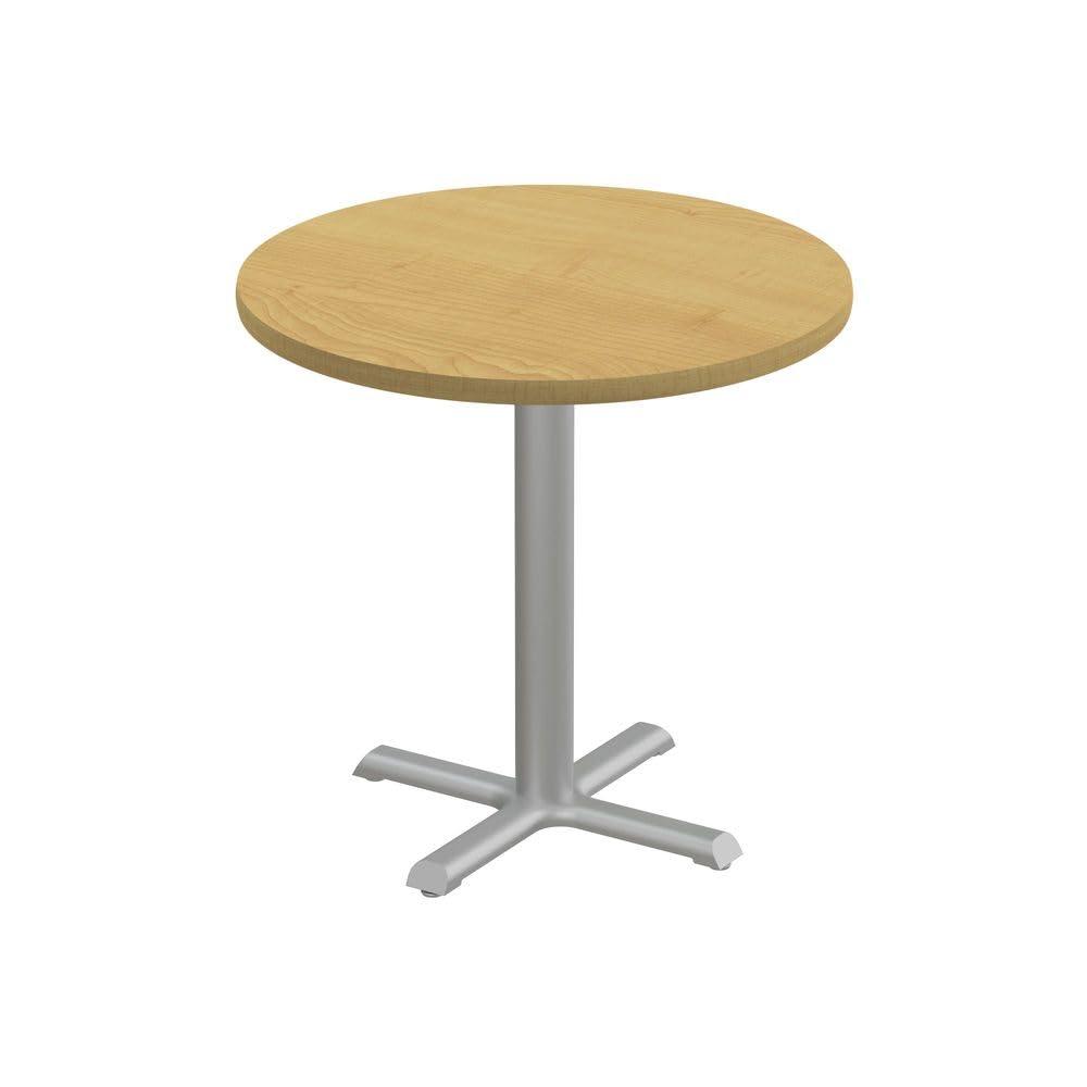 Correll 30" Round Pub Table, 29" High, Fusion Maple Durable High Pressure Laminate Top, Gray Stamped Steel Base, Dining Cocktail Table, Made in The USA, Leveling Glides