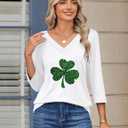 Zeagoo 3/4 Length Sleeve Womens Tops V Neck Shirt Dressy Casual Blouse Basic Tshirts 2026 Fashion Clothing S-2XL (White, L)