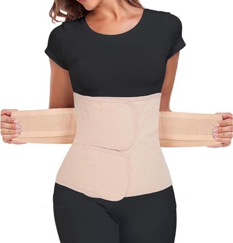 MAMODY Postpartum Belly Band – Postpartum Belly Wrap, Abdominal Binder Post Surgery C-section Recovery Support Belt After Birth Brace, Slimming Girdles (Classic Beige, Size: L)