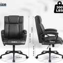 Executive Office Chair with Thicken Armrest, Ergonomic Home Office Desk Chair with Lumbar Support, Upholstered PU Leather Computer Gaming Chair for Home/Office, Black, Set of 1