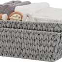 GRANNY SAYS 2-Pack Wicker Storage Baskets, Wicker Baskets for Organizing, Trapezoid Woven Basket with Handles, Storage Basket for Shelves, Gray (17"L x 13"W x 5"H)