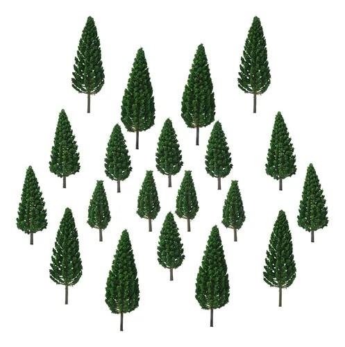 LUEYAO Mini Model Miniature Trees Mixed Train Scenery Architecture Trees Fake Trees for DIY Crafts Building Model Scenery Landscape Dark Green 2.1-3.9 inch 20 PCS